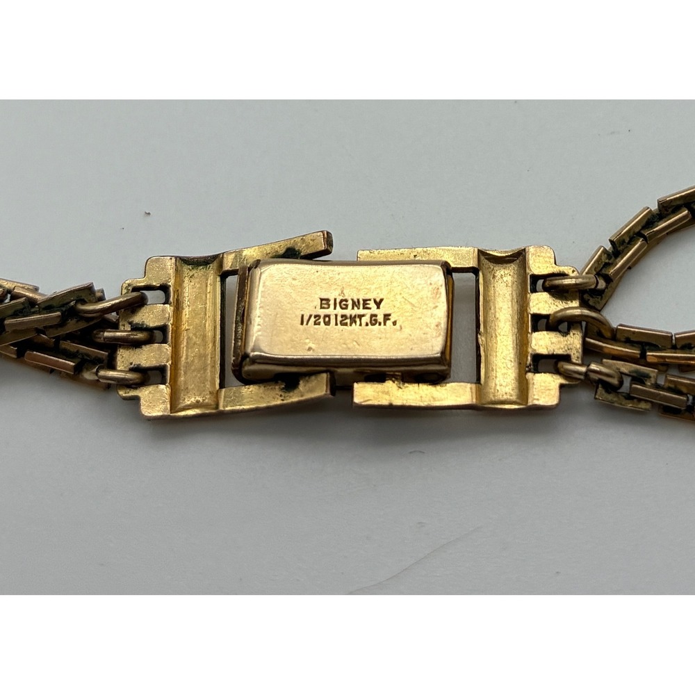 Vintage Bigney 1/20 12KT Gold Filled 3 Strand Bead Necklace Art Deco Style - Picture 4 of 4